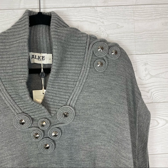 ALICE By Temperley Grey Marie Sweater Poncho Cape Size Large NWT - Picture 2 of 8